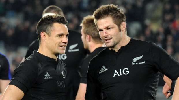 Superstars: Dan Carter, who will play in his fourth World Cup, with New Zealand skipper Richie McCaw.