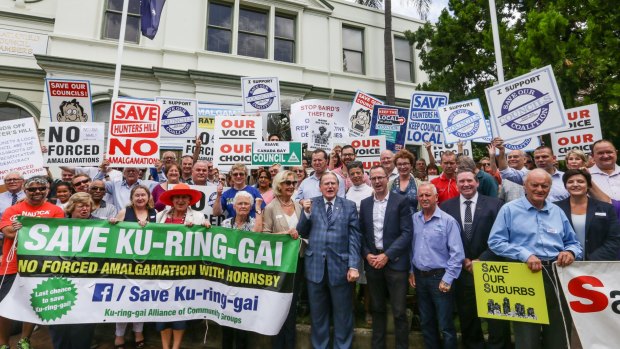 Save Our Councils Coalition gather at Strathfield Town Hall.