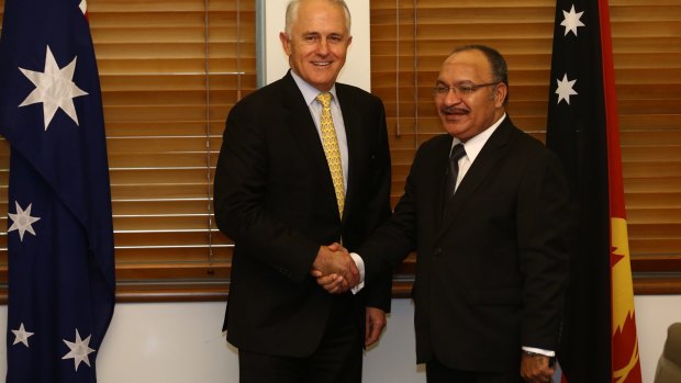 Prime Minister Malcolm Turnbull with PNG Prime Minister Peter O'Neill at Parliament House in Canberra in March. 