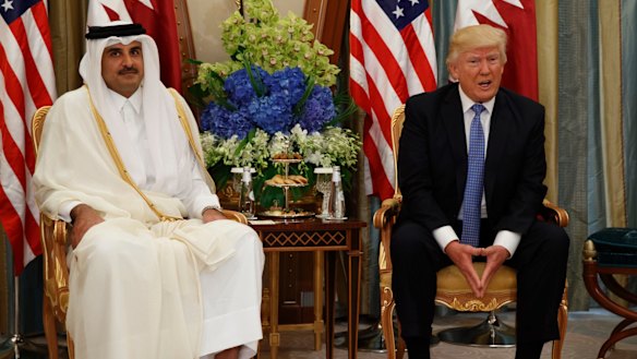 Differences: US President Donald Trump meets Qatar's ruler Sheikh Tamim bin Hamad al-Thani in Riyadh in May.