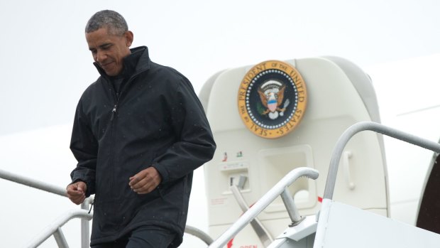An unwelcome surprise for President Barack Obama as he arrives in Alaska. 