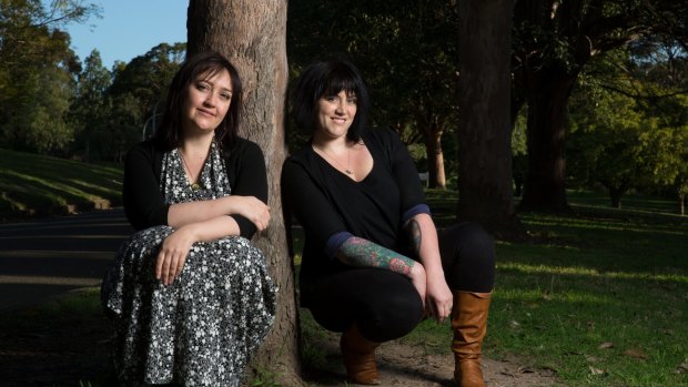 Book reviewer and founder of A Thousand Words Festival, Bec Kavanagh, right, and author, Emily Maguire, left, in Sydney.
