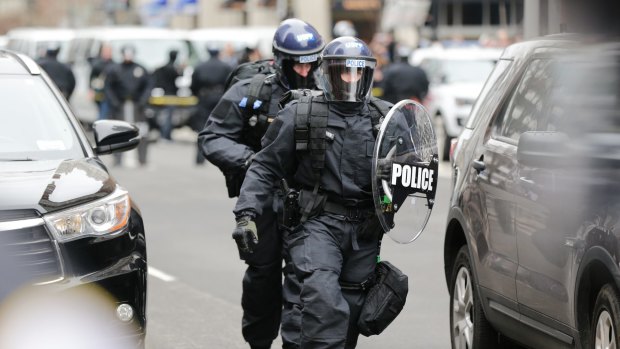 Police in downtown Washington on Friday.