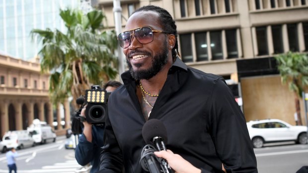 West Indies cricketer Chris Gayle outside court.