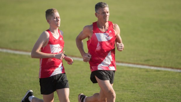 Running is in the blood: Stawell Gift contestants Mark Hipworth and son, Morgan 
