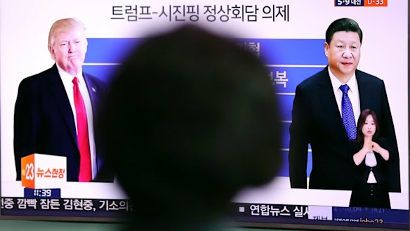 The world is watching: The first meeting between US President Donald Trump and Chinese President Xi Jinping being reported in South Korea.