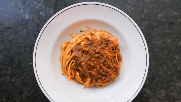 Fettuccine with ragu bolognese.