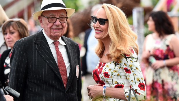 Rupert Murdoch with his bride, Jerry Hall.