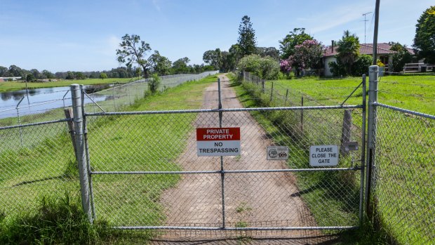 The security gate at the National Health and Medical Research Council facility in Wallacia in Sydney's west. 