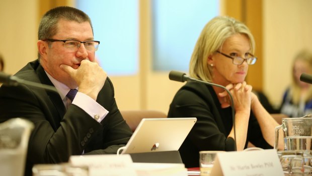 Department of Health Secretary Martin Bowles and Senator Fiona Nash at the Senate estimates hearing. 