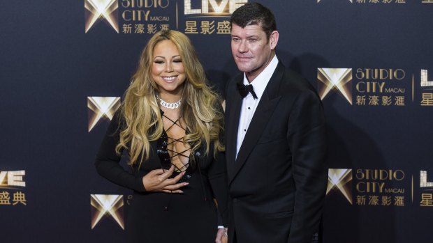 James Packer and fiance Mariah Carey.