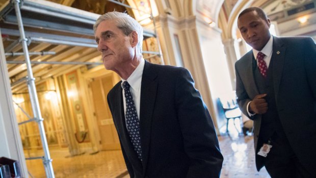 Special Counsel Robert Mueller after a closed-door meeting with members of the Senate Judiciary Committee about Russian meddling last month.