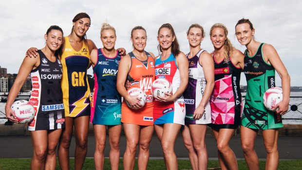 Captains of the Super Netball teams at the launch of the new league