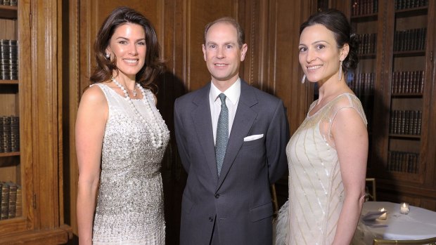 Christina Estrada (L), with Prince Edward, Earl of Wessex and Lady Dalit Nuttall at the Films Without Borders launch at the St. Regis Hotel on April 24, 2012 in New York City.
