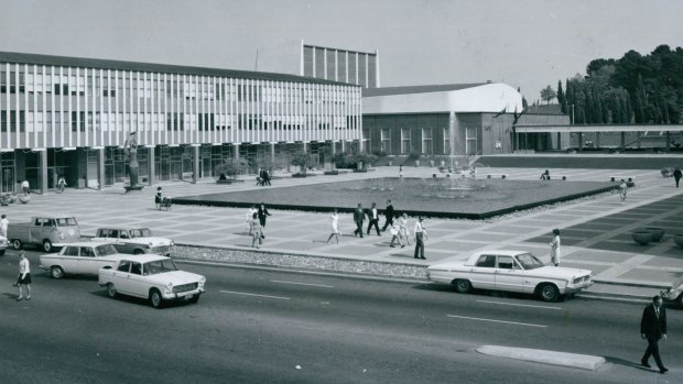 A bustling Civic Square in 1967.