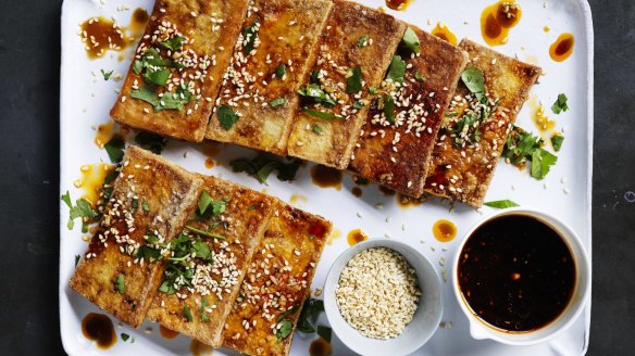 Adam Liaw's soy-marinated tofu with chilli and black vinegar.