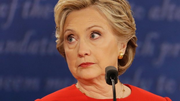 Democratic presidential nominee Hillary Clinton fires a shot at Donald Trump during the debate.