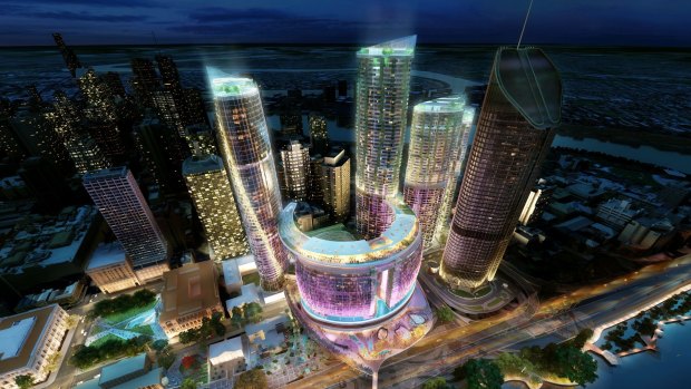 An artist impression of the Queens Wharf development in Brisbane.