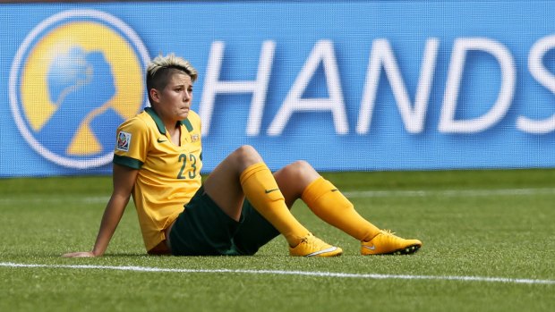Michelle Heyman reflects after Australia was defeated by Japan in the World Cup quarter-finals. 