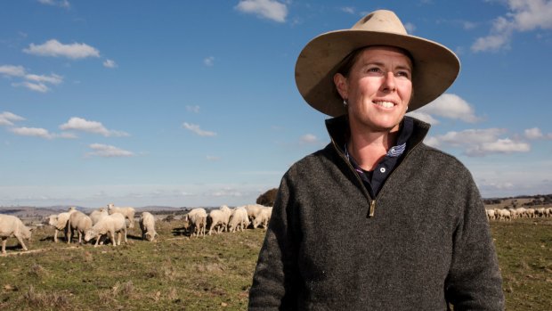 Kelly Dowling on her property at Dalton NSW. Kelly is heading into the most resource intensive time for her farm and putting contingencies in place to get through after a three-month forecast for dry conditions. 