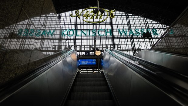 Inside Cologne's main railway station. 