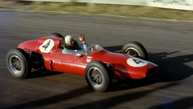 Lex Davison after winning the Bathurst 100 at Mount Panorama in 1963.