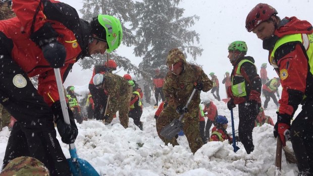 Rescuers have been hearing noises from beneath the avalanche-hit hotel.