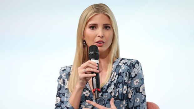 BERLIN, GERMANY - APRIL 25: Ivanka Trump, daughter of U.S. President Donald Trump, is seen on stage of the W20 conference on April 25, 2017 in Berlin, Germany. The conference, part of a series of events in connection with Germany's leadership of the G20 group of nations this year, focuses on women's empowerment, especially through entrepreneurship and the digital economy. (Photo by Sean Gallup/Getty Images)