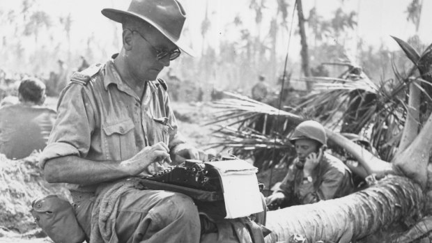 Sydney Morning Herald war correspondent Harry Summers dispatching copy at Morotai on the 15th September 1944 the day that allied forces landed.