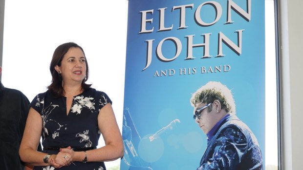 Premier Annastacia Palaszczuk announces Elton John's regional Queensland tour dates in February 2017.