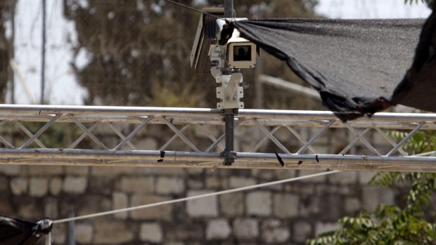 The security cameras at the holy site in Jerusalem's Old City.