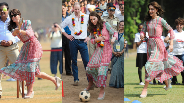 The Duchess of Cambridge insisted on playing plenty of sport in her dress, despite her heeled footwear.