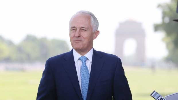 Malcolm Turnbull at India Gate in New Delhi.