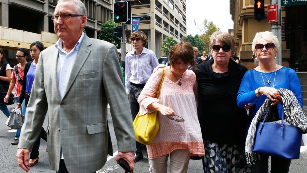 Daniel Jack Kelsall’s parents Mark and Lynne (in black) outside court on Wednesday.