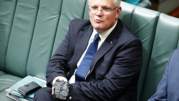 Treasurer Scott Morrison used a piece of a coal as a prop in federal Parliament on February 9.