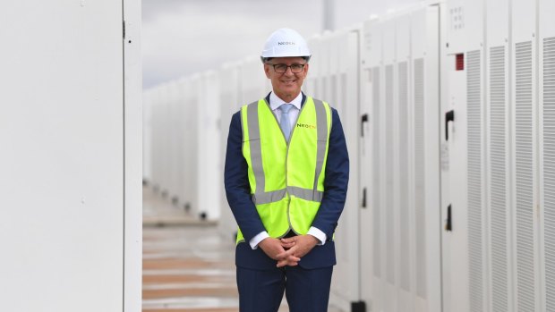 All smiles now: SA Premier Jay Weatherill tours the new Tesla battery site at the start of December.