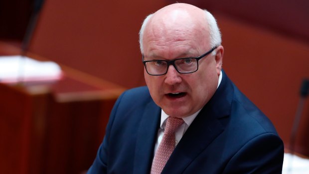 Attorney-General George Brandis during the debate demolishing the last significant bastion of legal discrimination on the grounds of sexuality.