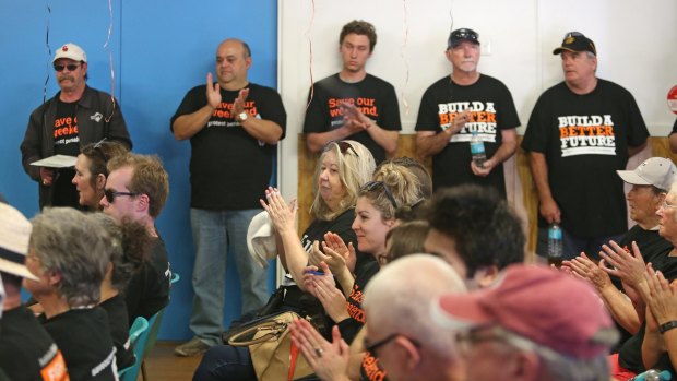 Volunteers and union representatives before door-knocking in the Central Coast.
