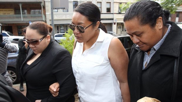 Puipuimaota Galuvao, centre, arrives at court in October 2014.