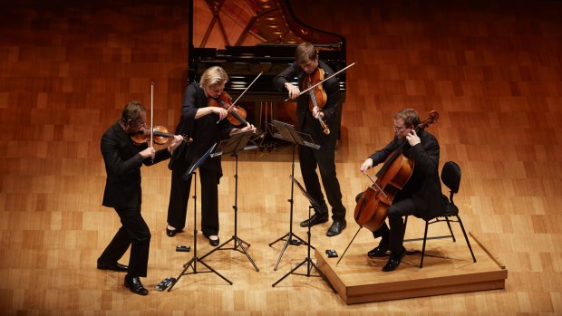 Australian Chamber Orchestra artistic director Richard Tognetti, second violin Helena Rathbone, guest viola Florian Peelman and cello Timo-Veikko Valve perform Intimate Mozart.