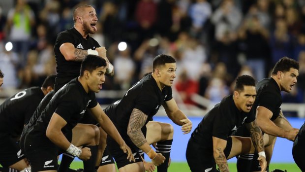 Intimidation factor: New Zealand perform the Haka ahead of a win that clinched the Rugby Championship.