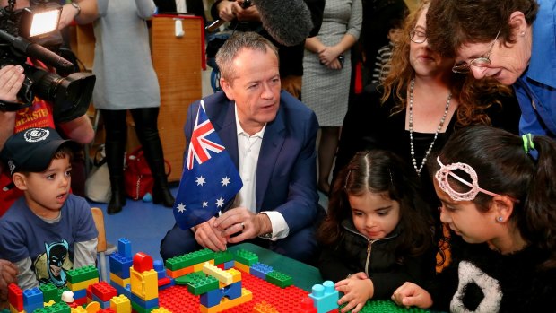 Opposition Leader Bill Shorten during a visit to Bestchance Child and Family Care Centre in Glen Waverley, Victoria, for an announcement on childcare.