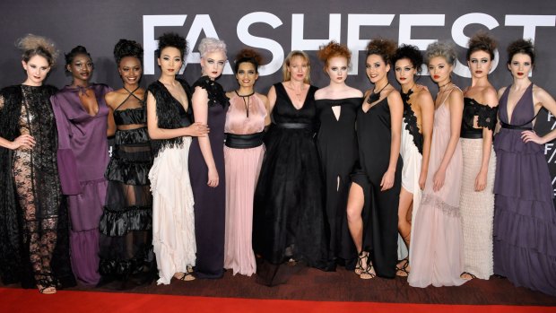 Megan Cannings, centre, with her 2016 Fashfest collection.