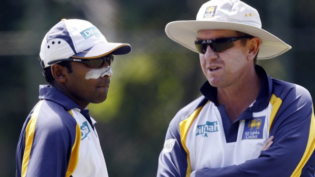All-rounder: Trevor Bayliss (right) with Mahela Jayawardene during his coaching stint with Sri Lanka.