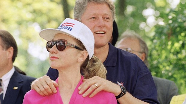 Bill Clinton stands with Hillary during the 1992 presidential campaign.