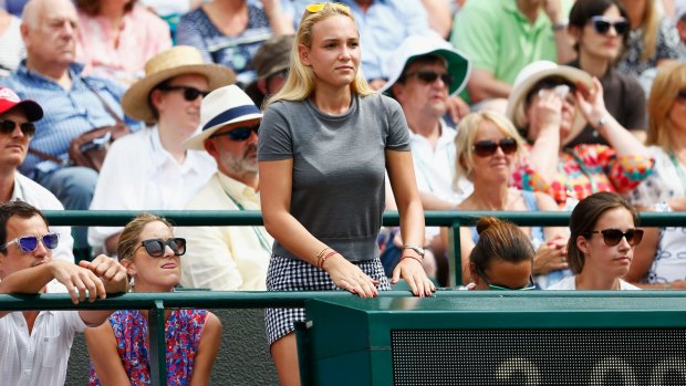 Kyrgios slur: Donna Vekic watches Stan Wawrinka in action at Wimbledon.