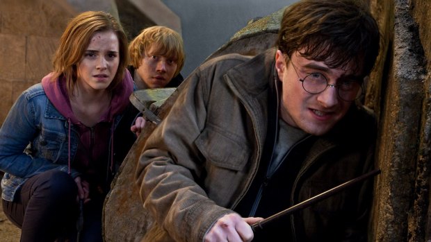 Hermione (Emma Watson), Ron (Rupert Grint) and Harry (Daniel Radcliffe) in Harry Potter and the Deathly Hallows Part 2. 