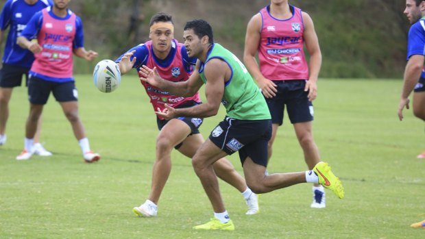 Family tradition: Lindon McGrady offloads at Canterbury training.