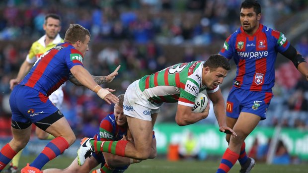 On the front foot: Sam Burgess does the hard work up the middle.