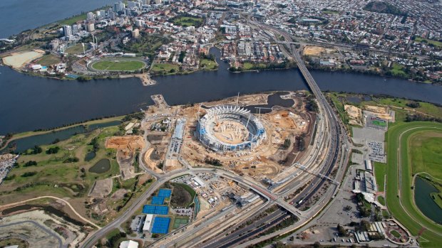 Aerial shot of the new Perth Stadium